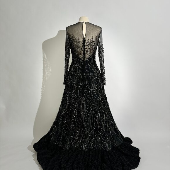 Brand New US 10 GEMY MAALOUF Beaded Embroidered Evening Gown - Picture 9 of 13